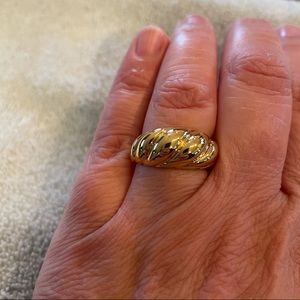 Gold Vermeil Domed Croissant Ring Size 6.5